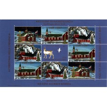 1998 - Grønland - Miniark med 9 mærker - Utakket i venstre randside - Ufoldet - "25 års".